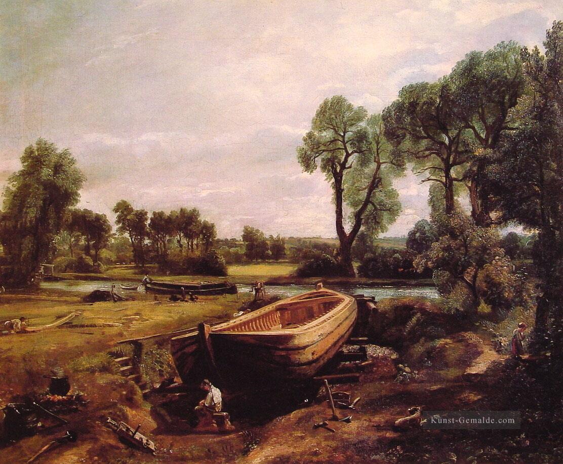 Bootsbau Romantische Landschaft John Constable Ölgemälde